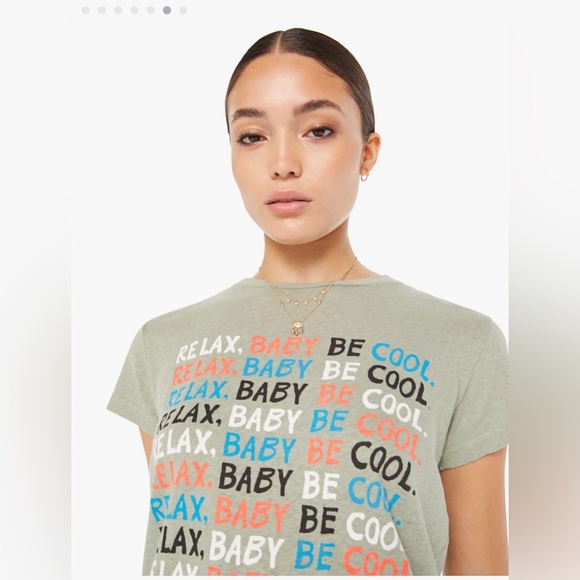 NWT Mother The Sinful Soft Slimfit Crewneck in Sage Green (Relax Baby Be Cool) - Picture 3 of 10